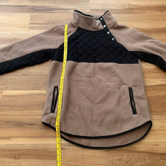 Abercrombie And Fitch Jacket Womens Medium Brown Black Fleece Quilted NWT - Picture 4 of 11